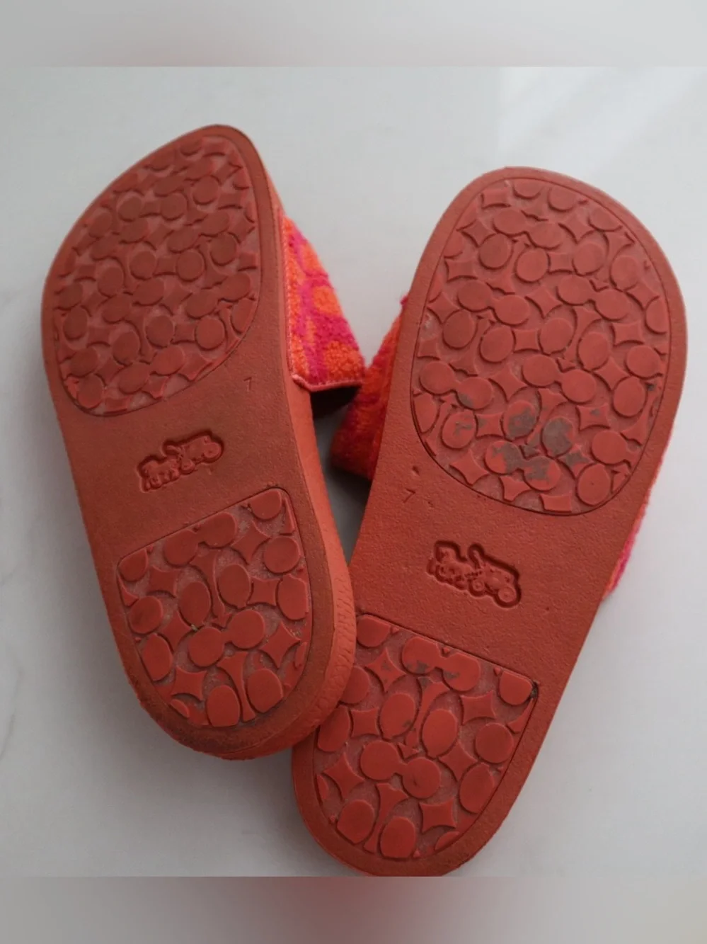 Coach Coral Slide Sandals with Pink Patterned Strap